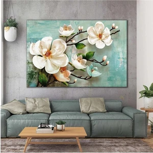 Canvasum Dokoratif Inci Çiçek Yağlı Boya Efektli Modern Kanvas Tablo AR03078