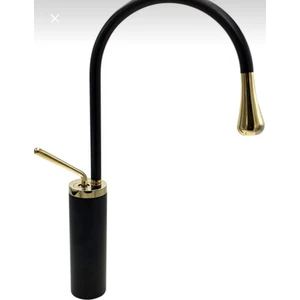 Çanak Lavabo Bataryası Gold Siyah Lavabo Musluğu Drop Design Çanak Armatür