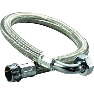 1" 16 Bar Paslanmaz Örgülü Hidrofor Hortumu Dirsekli Flex Hortum (Rakor & Nipel) 100 cm