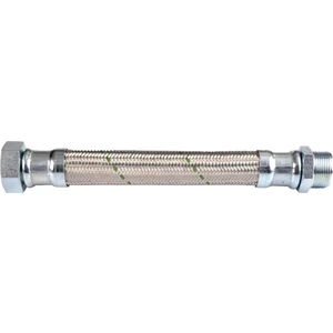 1" 10 Bar Paslanmaz Örgülü Hidrofor Hortumu Düz Flex Hortum (Rakor & Nipel) 60 cm