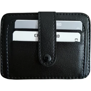 Royal Hide Süper Slim Unisex Siyah Kartlık Cüzdan Çok Bölmeli Düğmeli