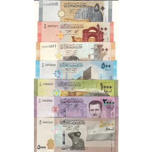 3Alp Koleksiyon Suriye 50-100-200-500-1000-2000-5000 Pound 7 Li Tam Set, Yabancı Kağıt Para, "çil"
