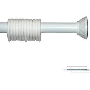 Beyaz Yaylı Mekanizmalı, Ayarlanabilir ve Desensiz Duş Perdesi Borusu 2 m – Banyo Kullanımına Uygun