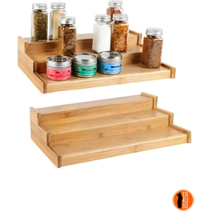 3 Katlı Bambu Stand Organizer, Baharatlık Düzenleyici