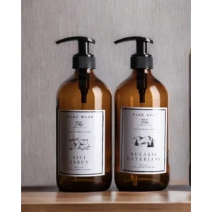 Kitchen Pembelia 2’li Amber Cam 500ML Sabunluk Set