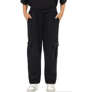 Hopi Kids Erkek Çocuk Kargo Cepli Paçaları Lastikli Eşofman Alt - Siyah - 11-12 Yaş