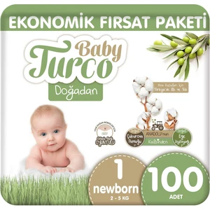 Baby Turco Doğadan Ekonomik Fırsat Paketi Bebek Bezi 1 Numara Newborn 100 Adet