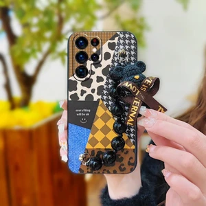 Shin-Wo Samsung Galaxy S22 Ultra Için Telefon Kılıfı Ayı Boncuk Zinciri Yumuşak Tpu Darbeye Dayanıklı Tampon Koruyucu Kapak (Yurt Dışından)