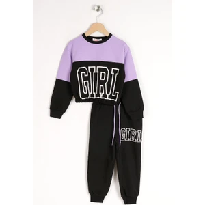 Kız Çocuk Lila Renkli Girls Baskılı Eşofman Takım