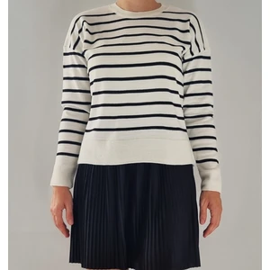 Miss Frawmn Kadın Bisiklet Yaka Çizgili Desen Triko Bluz