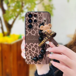 Shin-Wo Samsung Galaxy S22 Ultra Için Telefon Kılıfı Ayı Boncuk Zinciri Yumuşak Tpu Darbeye Dayanıklı Tampon Koruyucu Kapak (Yurt Dışından)