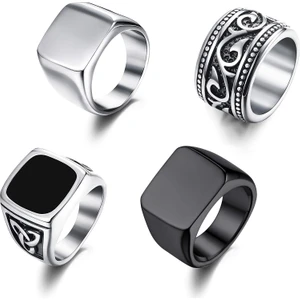 Şık 4 Parçalı Çift Yüzük Seti - Ince Cilalı (Yurt Dışından)