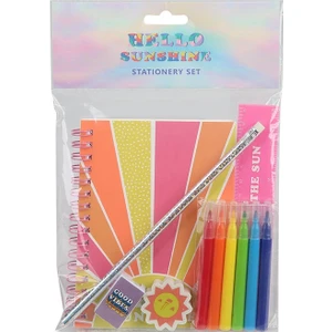 Kırtasiye Seti Spiral Defter Kalem Silgi Kalem Açıcı 15CM Plastik Cetvel 6parça Su Renkli Fosforlu