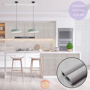 60 cm ×100 cm  Kendinden Yapışkanlı Keten Görünümlü Duvar Kağıdı Mutfak Dolap Masa Kaplama