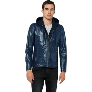 Basics & More Erkek Kapüşonlu Deri Ceket - E88K