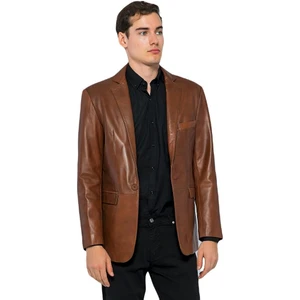 Basics & More Erkek Deri Blazer Ceket - Eblazer