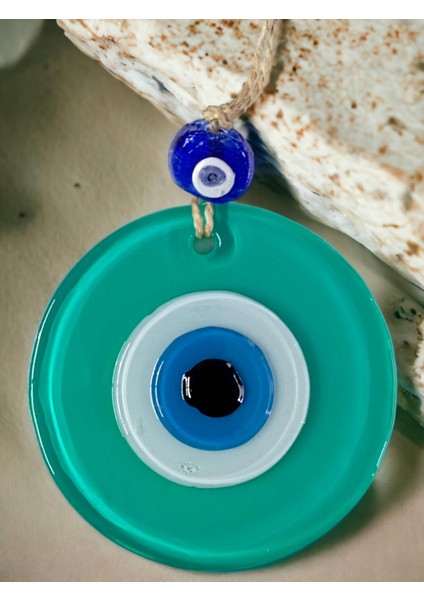 Yeşil Nazar Boncuklu Duvar Süsü 10 cm Cam Duvar Dekoru modelleri