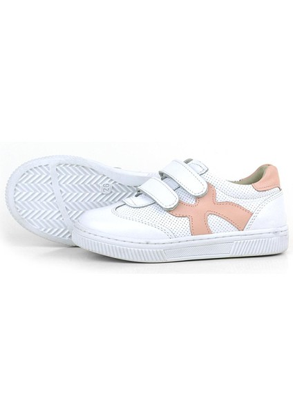 Hakiki Deri Beyaz Pembe Cırtlı Çocuk Spor Ayakkabı indirimleri