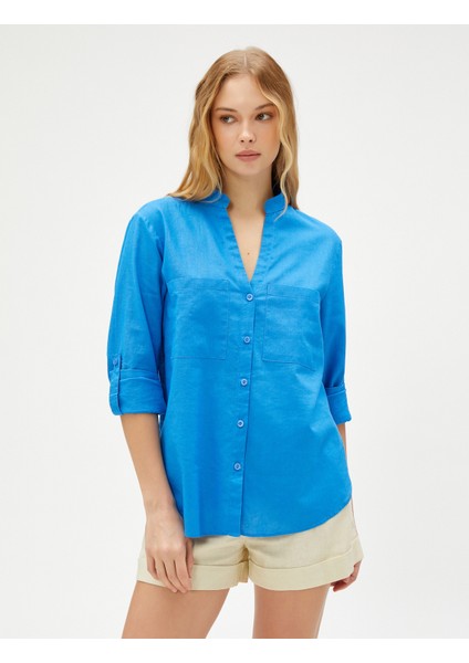 Hakim Yaka Gömlek Keten Karışımlı modelleri