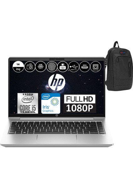 Hp Probook 440 G10 Intel Core I5 1335U 64GB 512GB SSD Intel® Iris® Xᵉ Freedos 14" Fhd Taşınabilir Bilgisayar 8A566EAWF14 + Weblegelsin Çanta