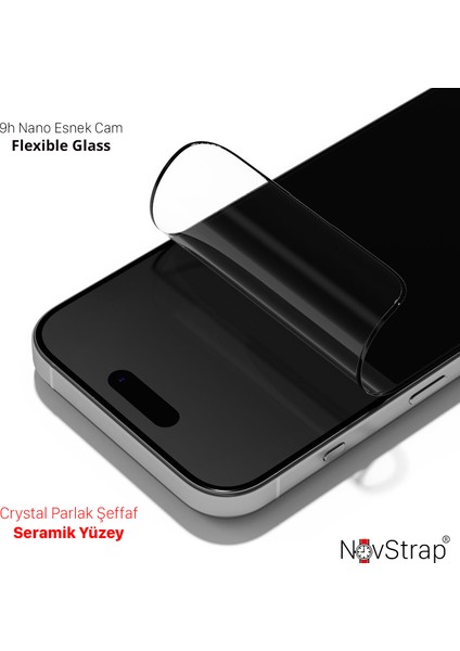 Apple iPhone 15 ile Uyumlu Ekran Koruyucu Parlak Şeffaf Seramik Nano Esnek Cam