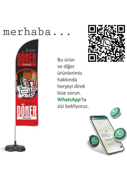 Döner Temalı Yelken Bayrak V1