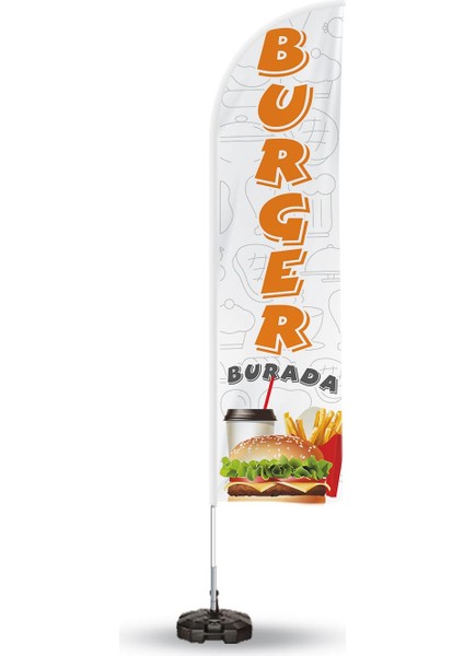 Burger Temalı Yelken Bayrak V1