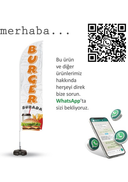 Burger Temalı Yelken Bayrak V1
