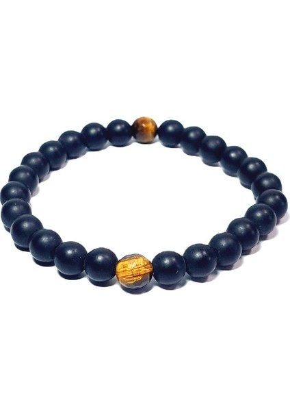 JTAW24DOB1347 Janti Bileklik Faset Kesim Kaplangözü ve Onyx Doğaltaş 8 mm