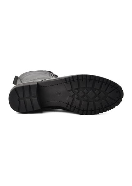 Içi Polarlı Deri Bağlı Fermuarlı Rahat Kadın Kısa Topuk Çizme 8470 indirimleri