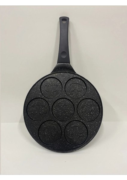 Yüz Emojili 28 cm Granit Döküm Pankek Tavası ve Hamur Porsiyonlayıcı modelleri