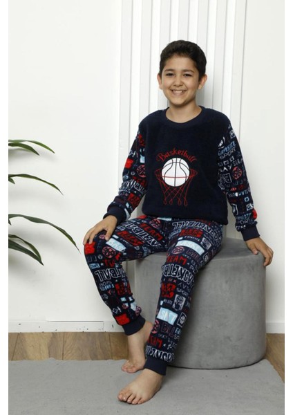 Erkek Çocuk 4236 Basketball Desenli Polar Pijama Takım Lacivert fiyatları