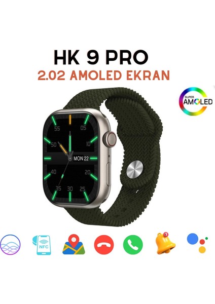 BGG Tech Hk9 Pro 2,02" Super Amoled Ekran 45MM Kordon Akıllı Saat