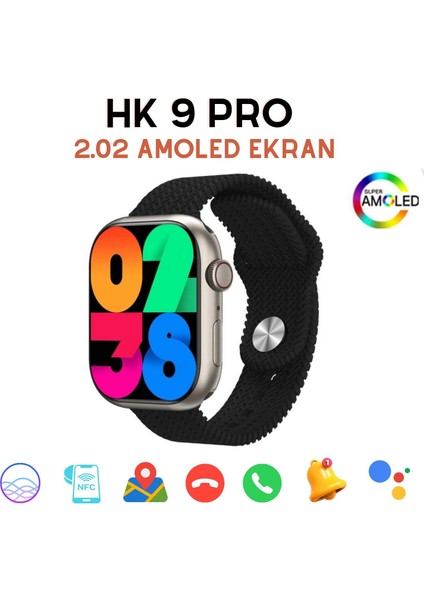 BGG Tech Hk9 Pro 2,02" Super Amoled Ekran 45MM Kordon Akıllı Saat