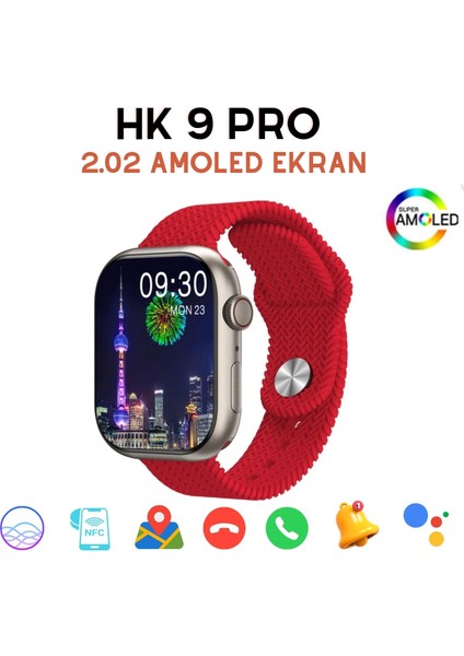 BGG Tech Hk9 Pro 2,02" Super Amoled Ekran 45MM Kordon Akıllı Saat