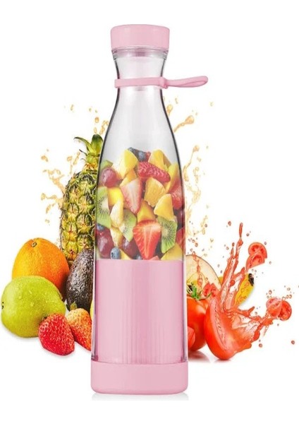 Mini Juice Taşınabilir Blender Plastik Şişe Smoothie Milkshake USB Şarj Edilebilir 420 Ml.