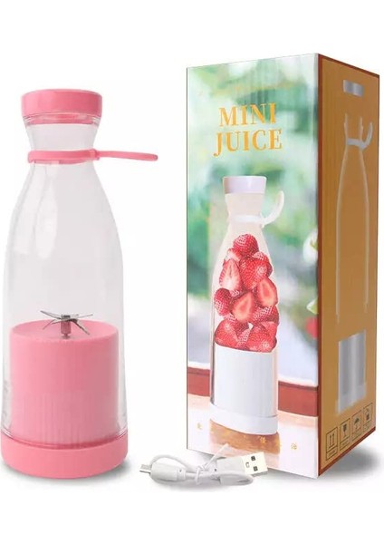 Mini Juice Taşınabilir Blender Plastik Şişe Smoothie Milkshake USB Şarj Edilebilir 420 Ml.