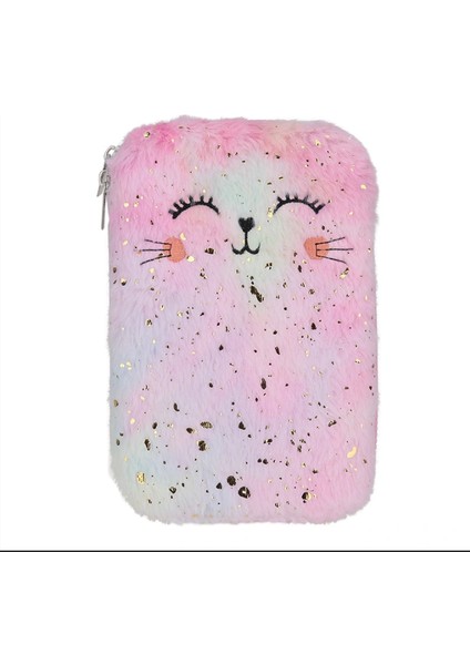 Peluş Eva Kedılı Pembe Kalem Kutusu