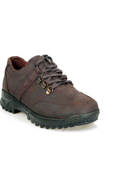 Koyu Kahve Yağlı Deri Kanca Detaylı Kalın Taban Erkek Ayakkabısı modelleri
