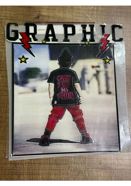 22X17 cm Ütü Ile Yapışan Graphıc Yaılı Çocuk Transfer Baskı Arma