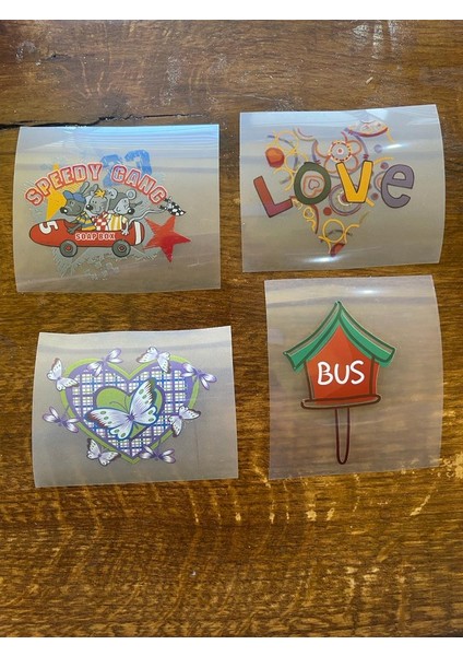 5x8 cm 4 Lü Ütü Ile Yapışan Transfer Baskı Arma Seti Tişört Kot Baskı