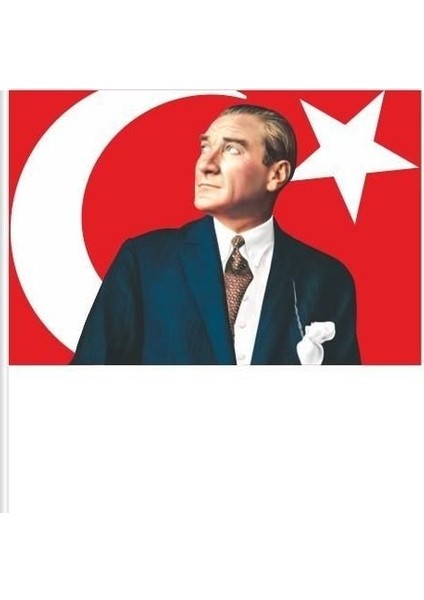 10 Lu 20 x 30 cm Raşel Sopalı Bayrak Atatürk Ayyıldız Bayrak Türk Bayrağı Sopalı Ayyıldız Bayrak