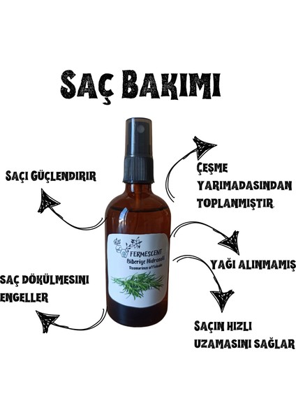 - Biberiye Suyu - Hidrosolü -Sac Bakımı - Yagı Alınmamıs 100 ml