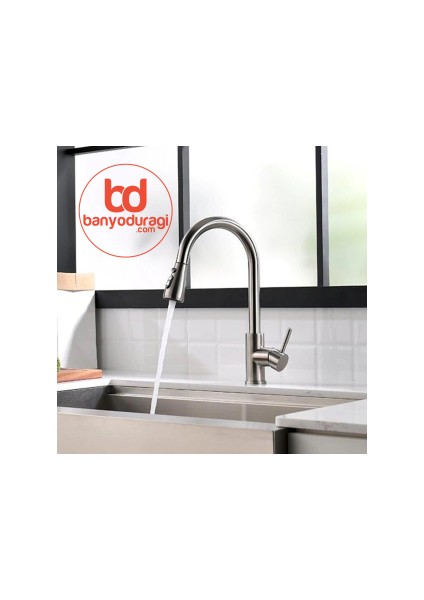 Inox Spiralli Mutfak Bataryası Inox Spiralli Evye Bataryası Fleko Yüksek Kalite Pirinç Batarya fırsatları