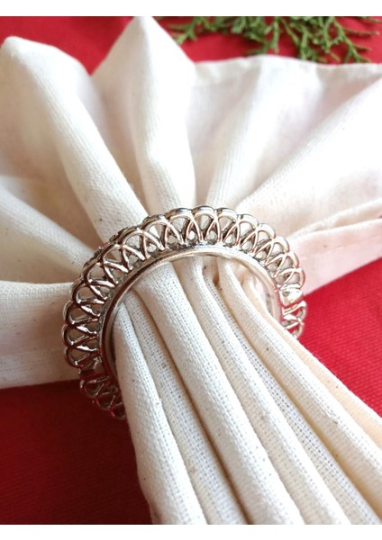 6 Adet Metal Wavy Gümüş Peçete Yüzüğü