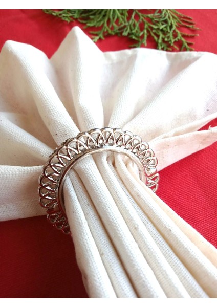 6 Adet Metal Wavy Gümüş Peçete Yüzüğü modelleri