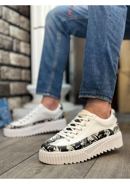 BA0801 Boa Yüksek Taban Siyah Desenli Erkek Spor Ayakkabı fiyatları