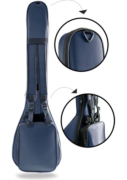 Kısa Bağlama Saz Kılıfı Taşıma Çantası Profesyonel Gigbag Lacivert Destekli Pedli modelleri