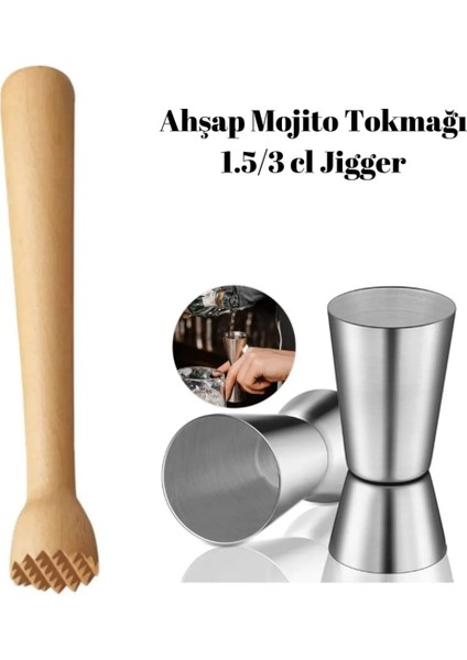 Ahşap Tokmağı 1.5/3 cl Jigger Kokteyl Ölçeği Tokmak Kokteyl Seti Bartender Koktely Seti