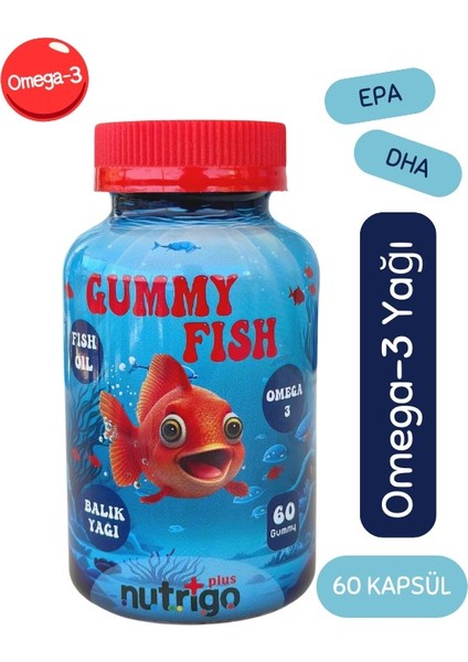 Omega-3 Gummy Fish Oil Plus Gummy Balık Yağı 60 Adet Gummies Sakız 600 Mg Omega3